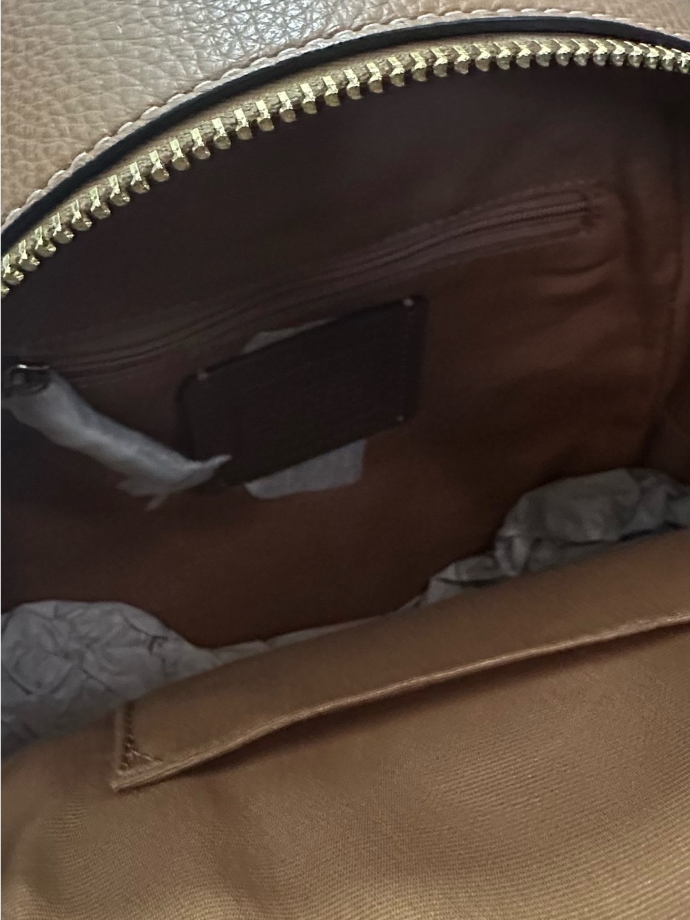 Coach Cream Shearling & Tan Leather Mini Backpack - Picture 8 of 9